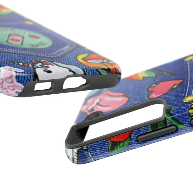 Retro Kidcore Denim Patch Tough Phone Case LavenderCeleste