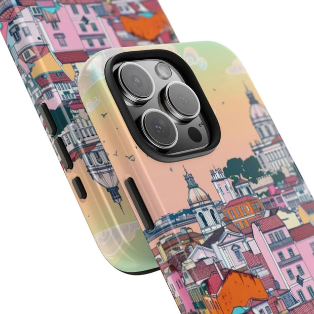 Lisbon Portugal Tough Phone Case – Pastel City Skyline Aesthetic