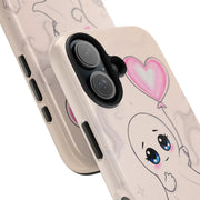 Sad Ghost with Heart Balloon Kawaii Tough Phone Case LavenderCeleste