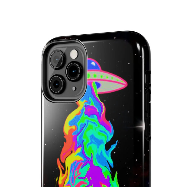 Psychedelic Neon UFO Abduction Tough Phone Case LavenderCeleste