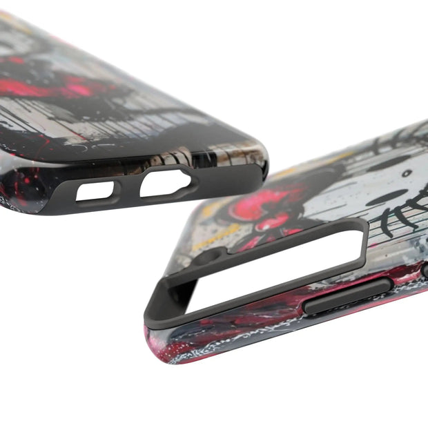 Goth Bow Cat Graffiti Pop Art Tough Phone Case LavenderCeleste