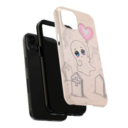 Sad Ghost with Heart Balloon Kawaii Tough Phone Case LavenderCeleste