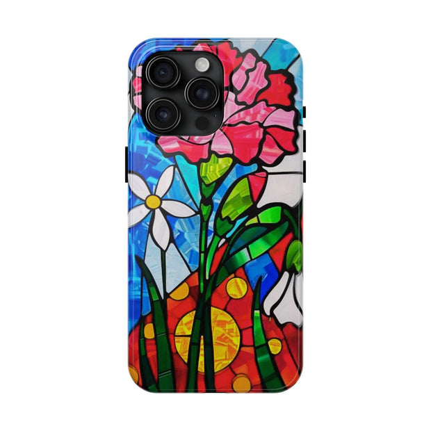 January Carnation Stained Glass Birth Flower Tough Phone Case