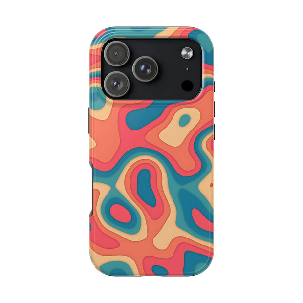 Retro Coral Abstract Mid-Century Tough Phone Case LavenderCeleste