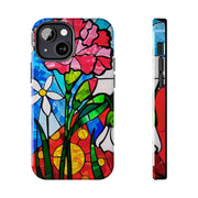 January Carnation Stained Glass Birth Flower Tough Phone Case