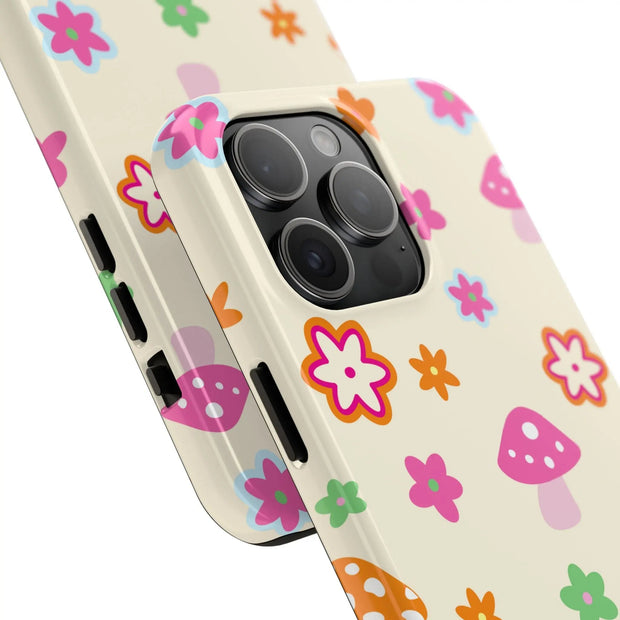 Retro Mushroom Flower Power Tough Phone Case LavenderCeleste