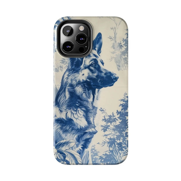 Blue Toile German Shepherd Scenic Tough Phone Case LavenderCeleste