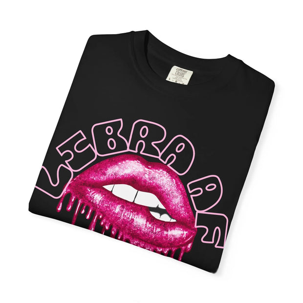 Libra AF Shirt – Hot Pink Dripping Lips Zodiac Graphic Tee