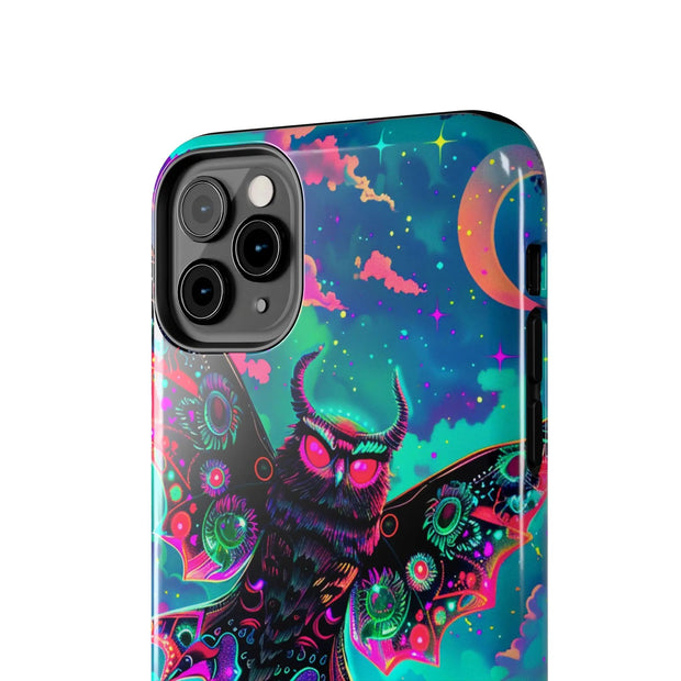 Mothman Tough Phone Case – Psychedelic Neon Cryptid Aesthetic - LavenderCeleste
