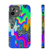 Trippy Technicolor Drip Retro Tough Phone Case LavenderCeleste