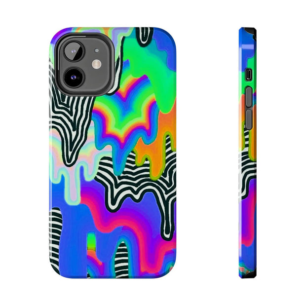 Trippy Technicolor Drip Retro Tough Phone Case LavenderCeleste