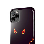 Neon Devil Eyes Tough Phone Case – Minimal Dark Glow Aesthetic Printify