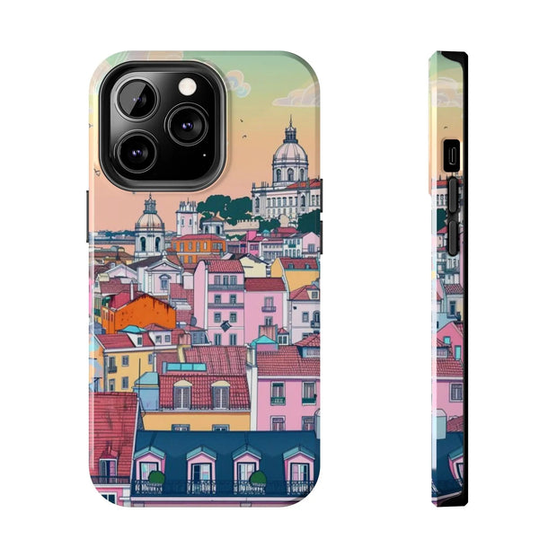 Lisbon Portugal Tough Phone Case – Pastel City Skyline Aesthetic