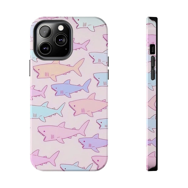 Pastel Shark Pattern Tough Phone Case Printify