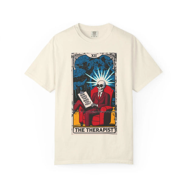 The Therapist Skeleton Tarot Comfort Colors Tee LavenderCeleste