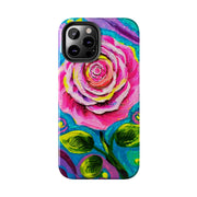 Vibrant Pink Rose Abstract Tough Phone Case LavenderCeleste