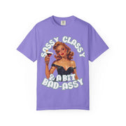 Sassy Classy & A Bit Bad-Assy Retro Pinup Tee LavenderCeleste