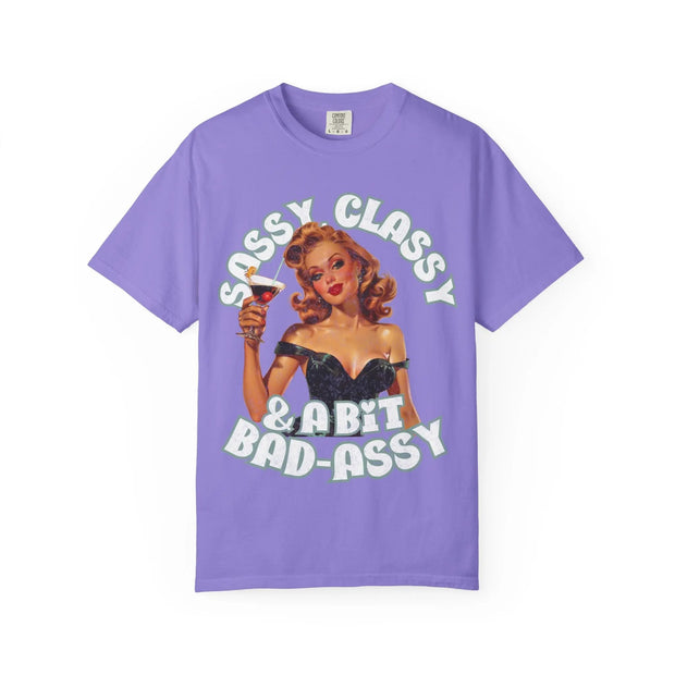 Sassy Classy & A Bit Bad-Assy Retro Pinup Tee LavenderCeleste