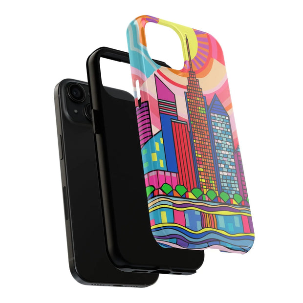 Tulsa Oklahoma Retro Pop Skyline Tough Phone Case LavenderCeleste