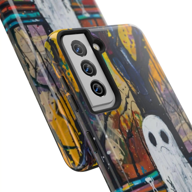 Sad Ghost on Park Bench Abstract Art Phone Case LavenderCeleste