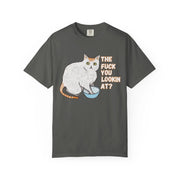 The Fuck You Lookin At Cat Comfort Colors Tee LavenderCeleste
