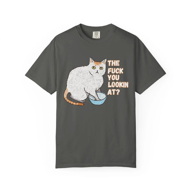 The Fuck You Lookin At Cat Comfort Colors Tee LavenderCeleste