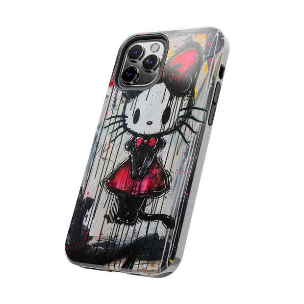 Goth Bow Cat Graffiti Pop Art Tough Phone Case LavenderCeleste