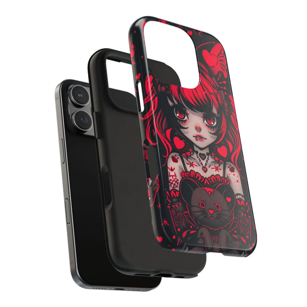 Kawaii Gothpunk Red Heart Tough Phone Case