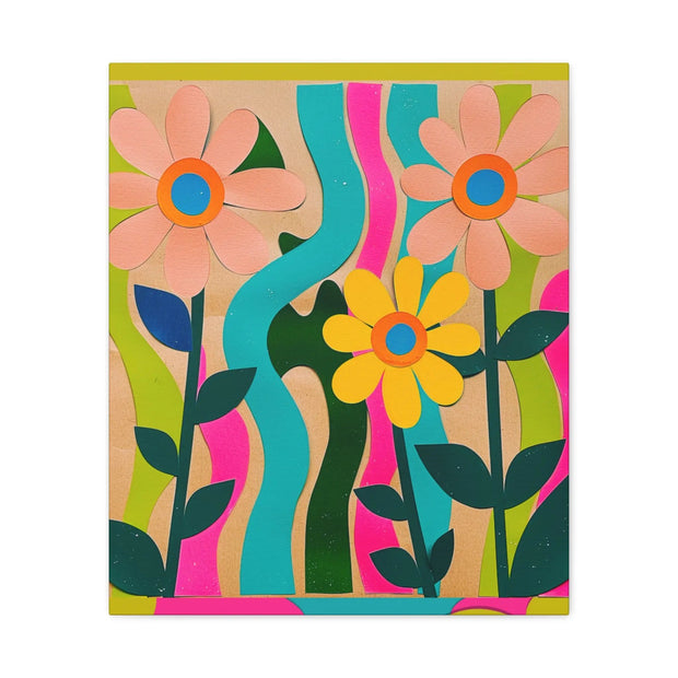 Groovy Paper Cut Flower Matte Canvas Art Printify