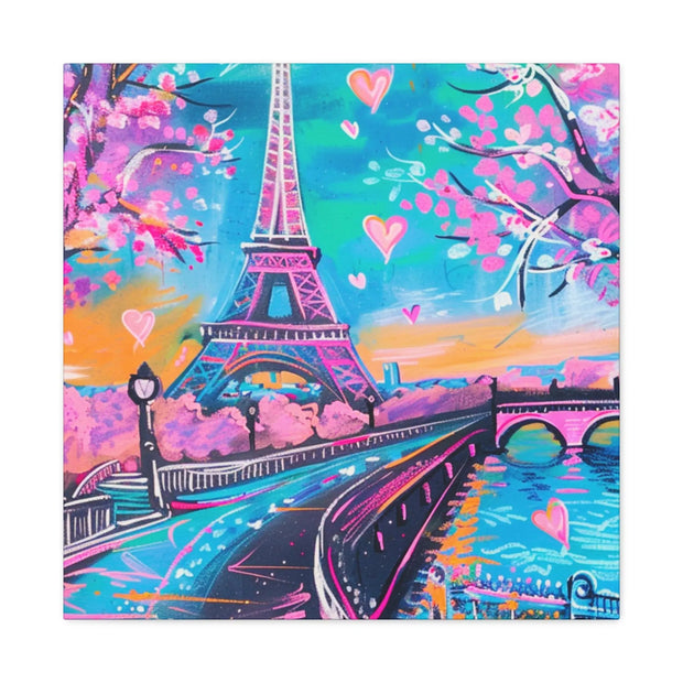 Pink Paris Eiffel Tower Dreamy Matte Canvas Art LavenderCeleste