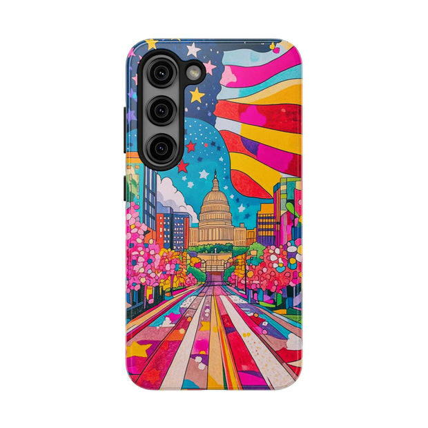 Washington DC Psychedelic Capitol Rainbow Tough Phone Case LavenderCeleste