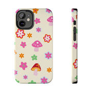 Retro Mushroom Flower Power Tough Phone Case LavenderCeleste