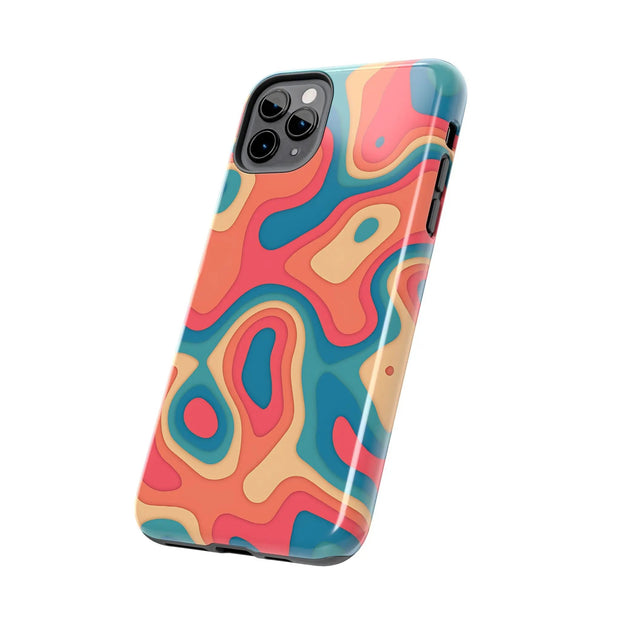 Retro Coral Abstract Mid-Century Tough Phone Case LavenderCeleste