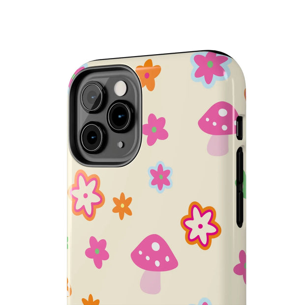 Retro Mushroom Flower Power Tough Phone Case LavenderCeleste