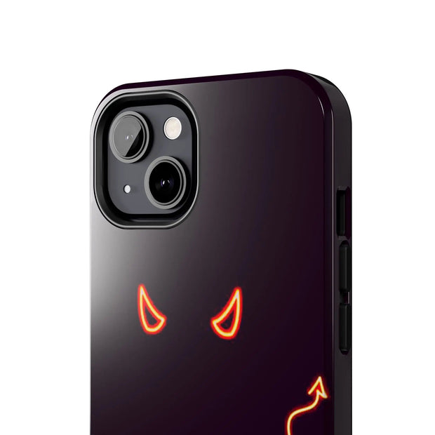 Neon Devil Eyes Tough Phone Case – Minimal Dark Glow Aesthetic Printify
