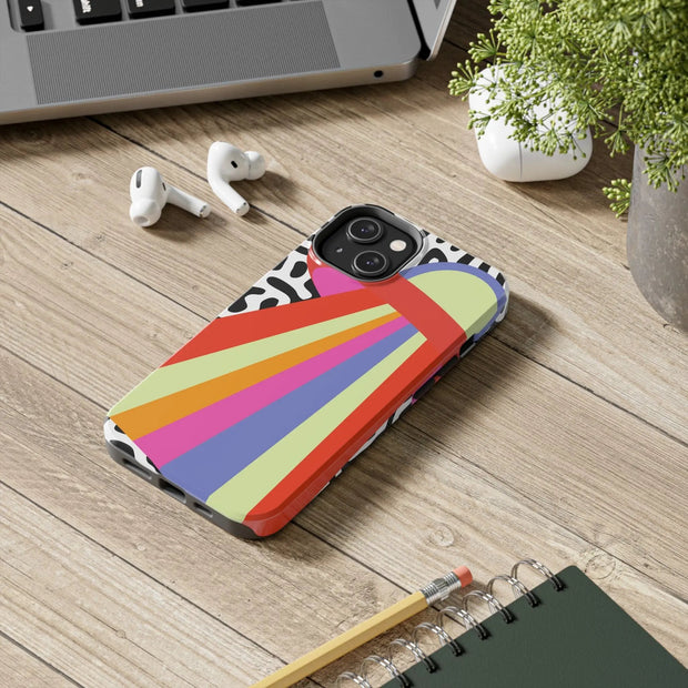 Retro Mod UFO Rainbow Beam Tough Phone Case LavenderCeleste