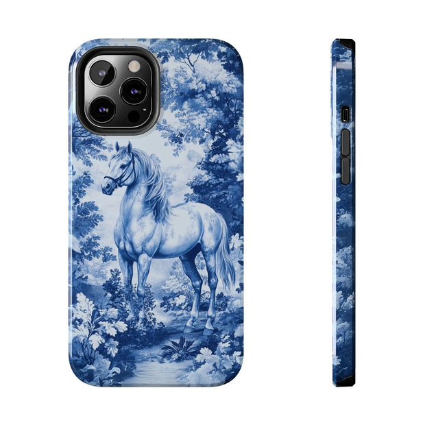 Blue Toile Horse Country Scenic Tough Phone Case LavenderCeleste