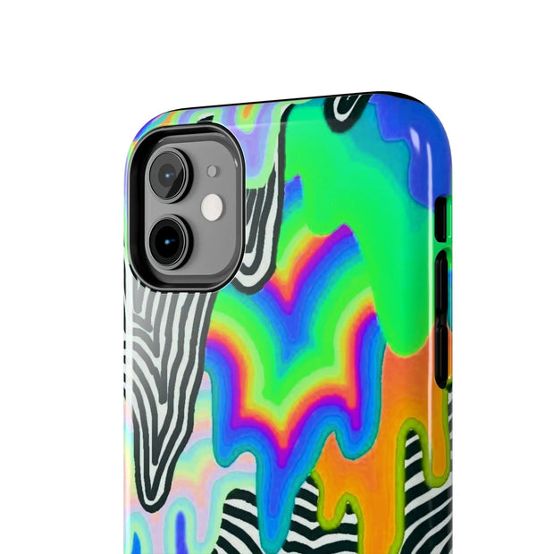 Trippy Technicolor Drip Retro Tough Phone Case LavenderCeleste