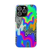 Trippy Technicolor Drip Retro Tough Phone Case LavenderCeleste