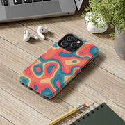 Retro Coral Abstract Mid-Century Tough Phone Case LavenderCeleste