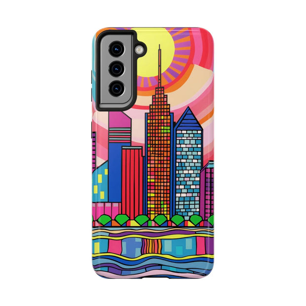 Tulsa Oklahoma Retro Pop Skyline Tough Phone Case LavenderCeleste