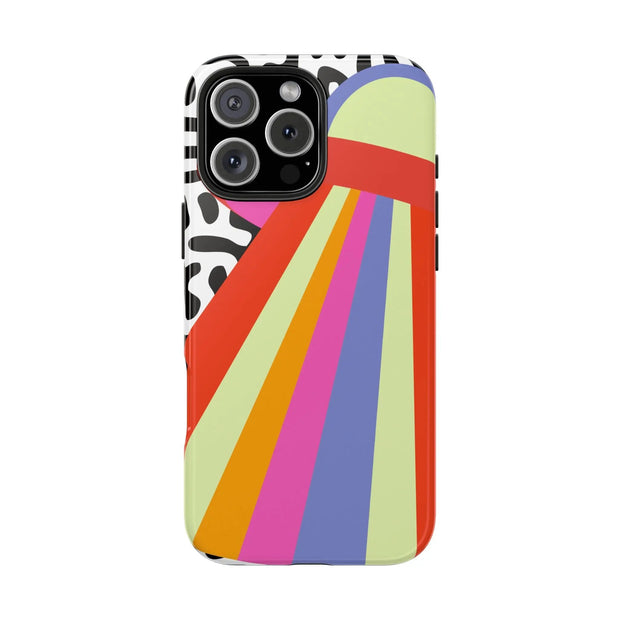Retro Mod UFO Rainbow Beam Tough Phone Case LavenderCeleste