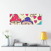Kawaii Mushroom Cherry Flower Matte Canvas Print LavenderCeleste