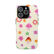 Retro Mushroom Flower Power Tough Phone Case LavenderCeleste
