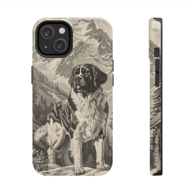 Saint Bernard Toile de Jouy Vintage Tough Phone Case LavenderCeleste