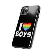 I Love Boys Pride Tough Phone Case – LGBTQ+ Rainbow Heart Design