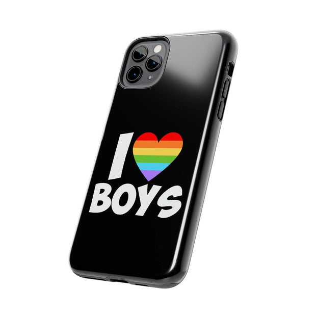 I Love Boys Pride Tough Phone Case – LGBTQ+ Rainbow Heart Design