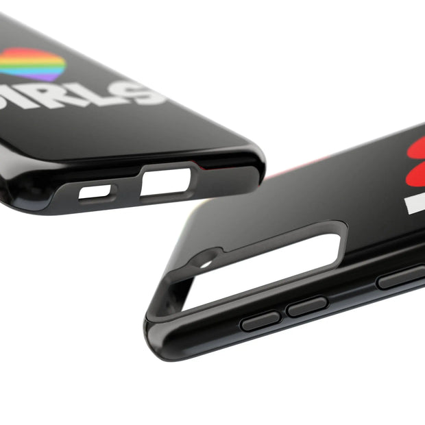 I Love Girls Pride Tough Phone Case – LGBTQ+ Rainbow Heart Design