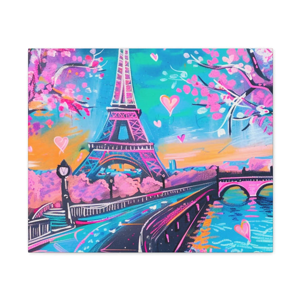 Pink Paris Eiffel Tower Dreamy Matte Canvas Art LavenderCeleste
