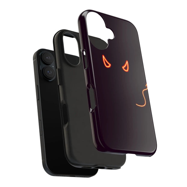 Neon Devil Eyes Tough Phone Case – Minimal Dark Glow Aesthetic LavenderCeleste